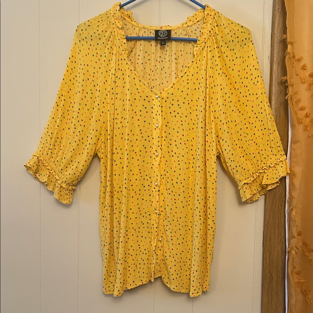 No way Yellow Polka Dot Women's Top